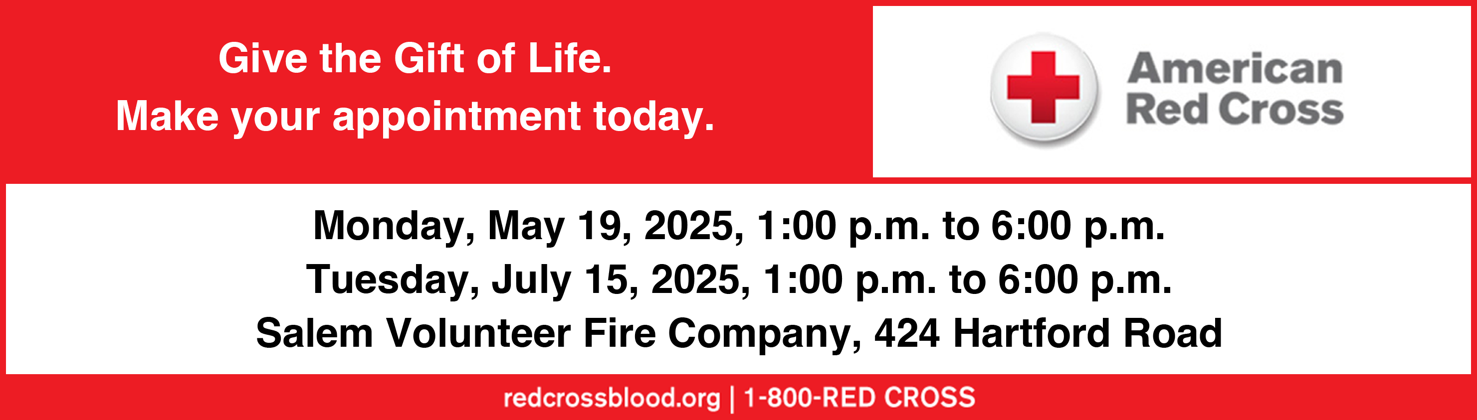 2025 Salem Volunteer Fire Company Red Cross Blood Drive