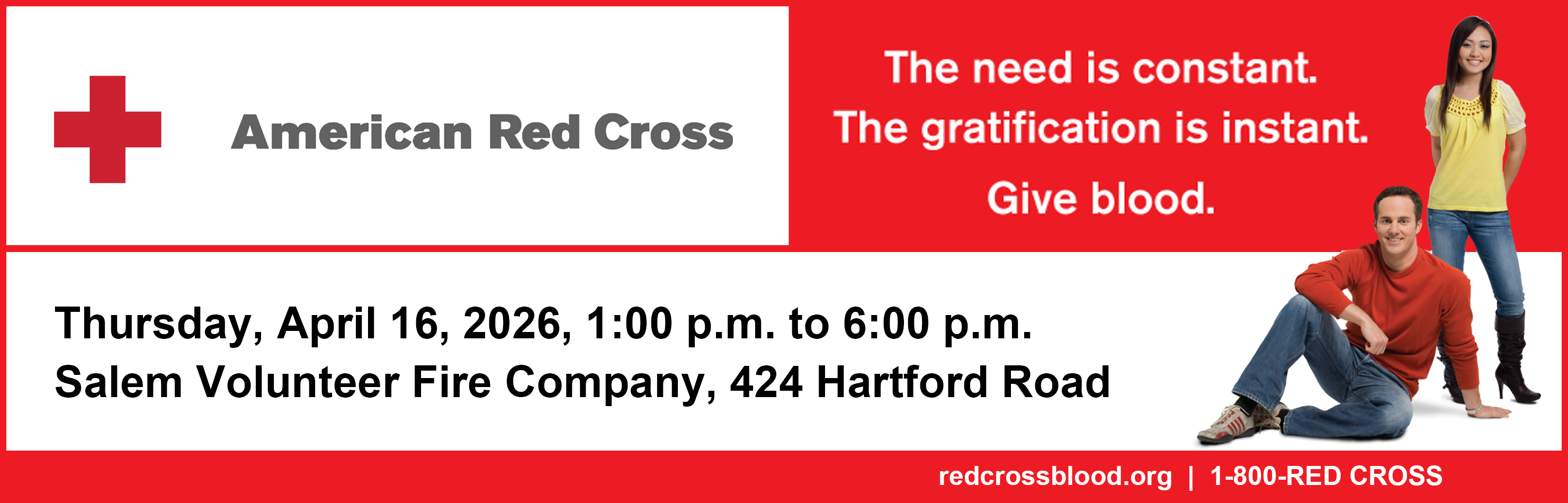 April 16 Salem Volunteer Fire Company Red Cross Blood Drive